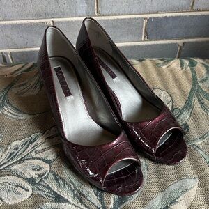 Bandolino Red Peep-Toe Heels